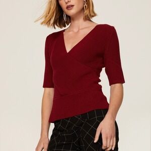 Tome Burgundy Red Cross-Front Open Back Sweater Size XS